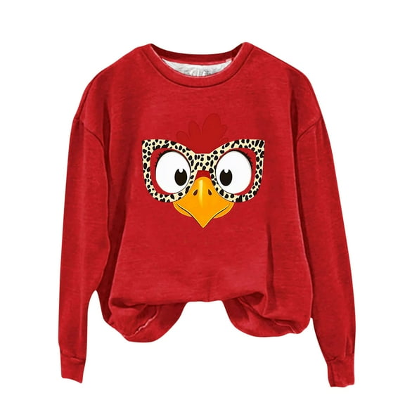 Generic Womens Cute Turkey Thanksgiving Sweatshirt Long Sleeve Sweatshirts Thanksgiving Printed Loose Casual Tops