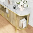 thumbnail image 6 of 70in Fluted TV Stand, Curved Profile Sliding Doors Design TV and Media Console Table with Faux Marble Top and Adjustable Shelves, Entertainment Center for Living Room, Bedroom, 6 of 7