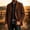 Brown, variant on Men's Fleece Patchwork Leather Western Blazer Notched Lapel Snap Button Single Breasted Sport Coat Dress Jacket for Weddings, Proms, Party and Events