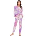thumbnail image 3 of Ropa de hogar de otoño e invierno, traje de pantalón de manga larga con efecto tie-dye para mujer, pijama informal para mujer, 3 of 6