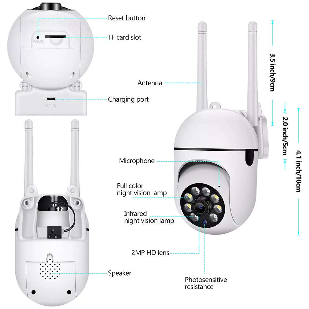 4-Pack Wireless 5G WiFi Security Camera System Smart Outdoor Night Vision 1080P