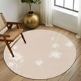 thumbnail image 3 of Pink White Floral Round Rug 5ft Washable Circle Kitchen Rugs Non Slip Abstract Art Summer Botanical Large Area Rug Indoor Floor Carpet for Bedroom Living Room Home Office Dining Room Nursery, 3 of 8