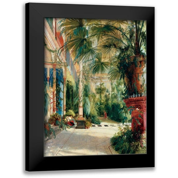 Blechen, Carl 12x14 Black Modern Framed Museum Art Print Titled - Das Innere des Palmenhauses