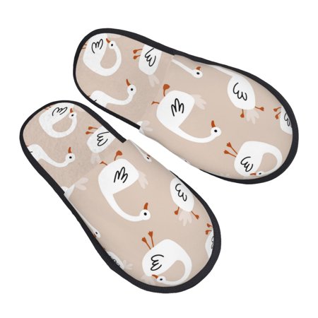 

Kdxio White Goose Pattern Slippers for Women Memory Foam Fuzzy House Slippers Bedroom Non-slip Warm Womens Slippers