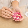 thumbnail image 6 of Pill Organizer Round Translucent Plastic 4 Compartment Pink Daily Storage for Travel, 6 of 7