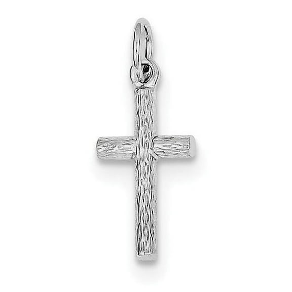 925 Sterling Silver Solid Textured Rhodium Plated Religious Faith Cross Pendant Necklace 19x9mm Wide Pendant for Women