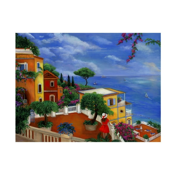 Canvas Wall Art - Betty Lou 'Amalfi Coast Vista' Wall Art for Living Room, Bedroom, or Office Décor by Trademark Fine Art - 19 x 14 Inches