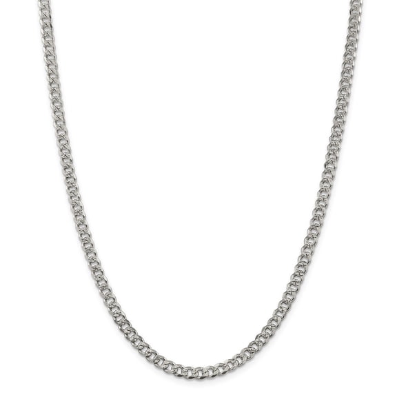 Sterling Silver 4.5mm Pave Curb Chain Bracelet - 6.8 Grams - 8 Inch - Lobster Claw
