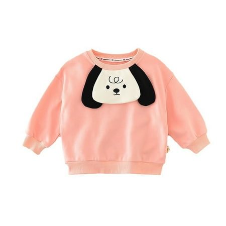 

WUXIAN Girls New Fall Hoodie Boys Baby Girls Cute Puppy Patch Cloth Casual Long Sleeved Children Cute Top Toddler Dailywear Festival Clothing