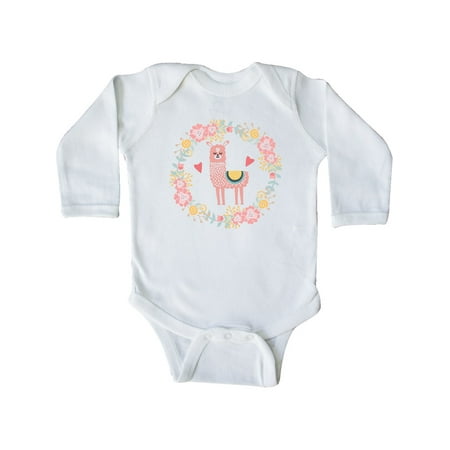 

Inktastic Llama Rose Flower Wreath Gift Baby Girl Long Sleeve Bodysuit