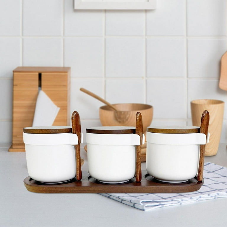 Pieces Ceramic Seasoning Condiment Jar Set ,Spice Jars, Sugar