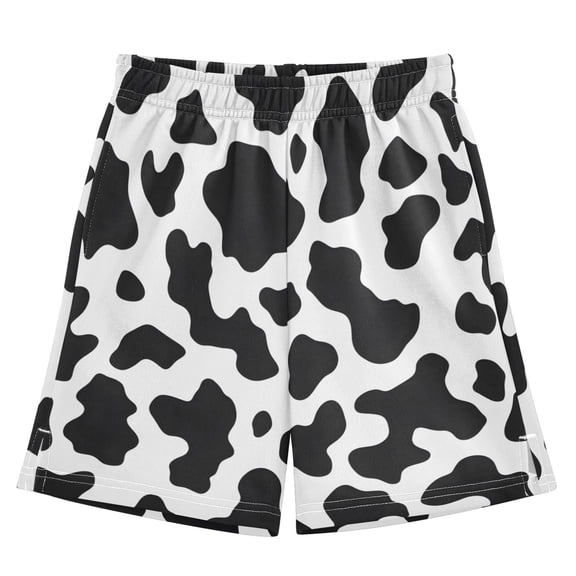 Cow Skin Pattern Athletic Shorts Breathable with Comfort Fit Drawstring Casual Sweatshorts X-Small