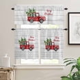 thumbnail image 2 of Merry Christmas Winter Kitchen Curtains and Valances Set, Cow Red Truck Tree Gray Wood Grain Rod Pocket Window Valance Window Curtain Panels for Living Room Bedroom Laundry, 27.5x36in, 3 Pieces, 2 of 7