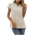 thumbnail image 1 of Yuyuzo Chiffon Tops ForWomen Notch V Neck Puff Short Sleeve Solid Color Flowy Breathable Tunic Tops, 1 of 4