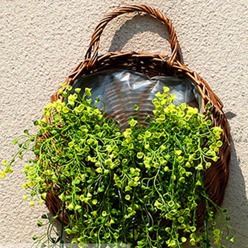 Wall Hanging Flowers Basket Bird Nest Wicker Gardening Home Coffee Wedding T0S5 