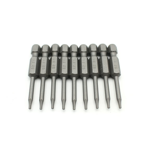 TEMO 10 Piece T6 Torx Star 6 Point Reduced Round Shaft Screwdriver Insert Bits Hex Shank