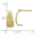 thumbnail image 2 of 6mm 10k Solid Yellow Gold Sparkle-Cut Flower J-hoop Post Earrings 17x6mm Wide Hoop Earring for Women, 2 of 2
