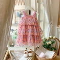 thumbnail image 5 of Huowey Girls Polka Tiered Dress Tutu Strapless Sleeveless Formal Wedding Party Gown Layered Solid Color High Waist Dresses Clothes,Pink,6-12 Months, 5 of 5