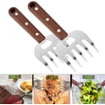 thumbnail image 5 of Surpdew Pack Of 2 Stainless Steel Pulled Pork Tools For Shredding Meat, Sharp Stainless Steel Food Shredding Fork, Meat Shredder Claws For Shredding, Chicken Shredder Brown, 5 of 7