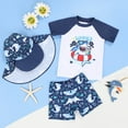 thumbnail image 2 of Boys Rash Guard Kids Boys Water Sport Swimsuit Beach Tops and Shorts Hats 3 Pieces Holiday Bathing Suits Boy Swim Trunks Navy 12 Months-18 Months, 2 of 7