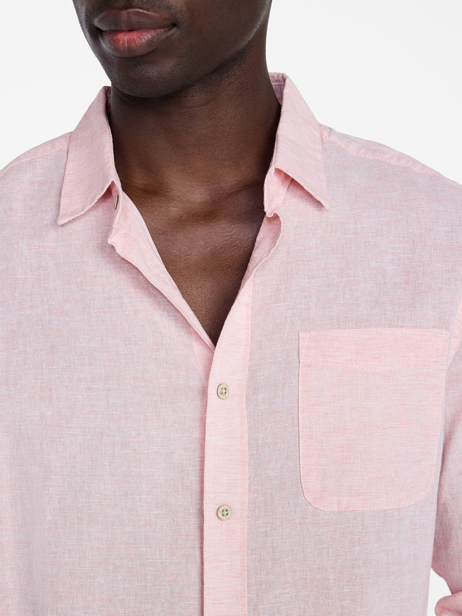 George Men's and Big Men's Linen Blend Button Up Shirt with Long Sleeves, Sizes S-5XL