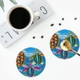 thumbnail image 4 of Lsque Little Sea Turtles Pattern 4" Drink Coasters Set of 4, PVC Leather Absorbent Coasters, Table Coaster Set Decorative Coffee Cup Coasters Housewarming Gift -Round Shape, 4 of 6