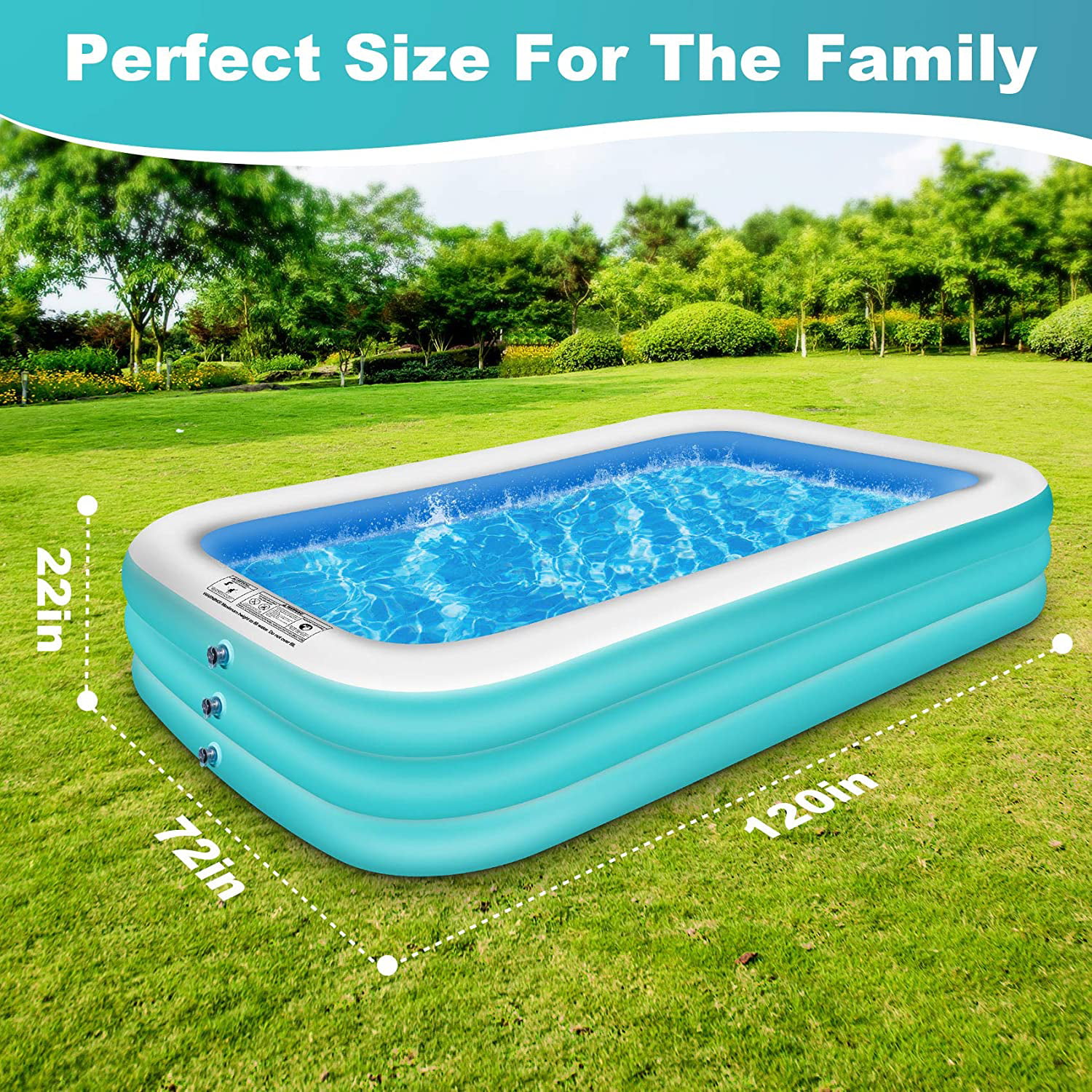 120 x 72 x 22 Large Full-Sized Inflatable Swimming Pools for Kids and Adults Blow up Pool CHERYLON Inflatable Pool Backyard Family Lounge Pool 