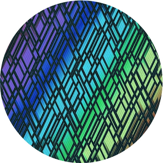Ahgly Company Indoor Round Patterned Night Blue Area Rugs, 3' Round