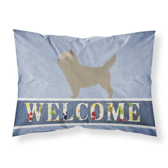 Cairn Terrier Welcome Fabric Standard Pillowcase Blue