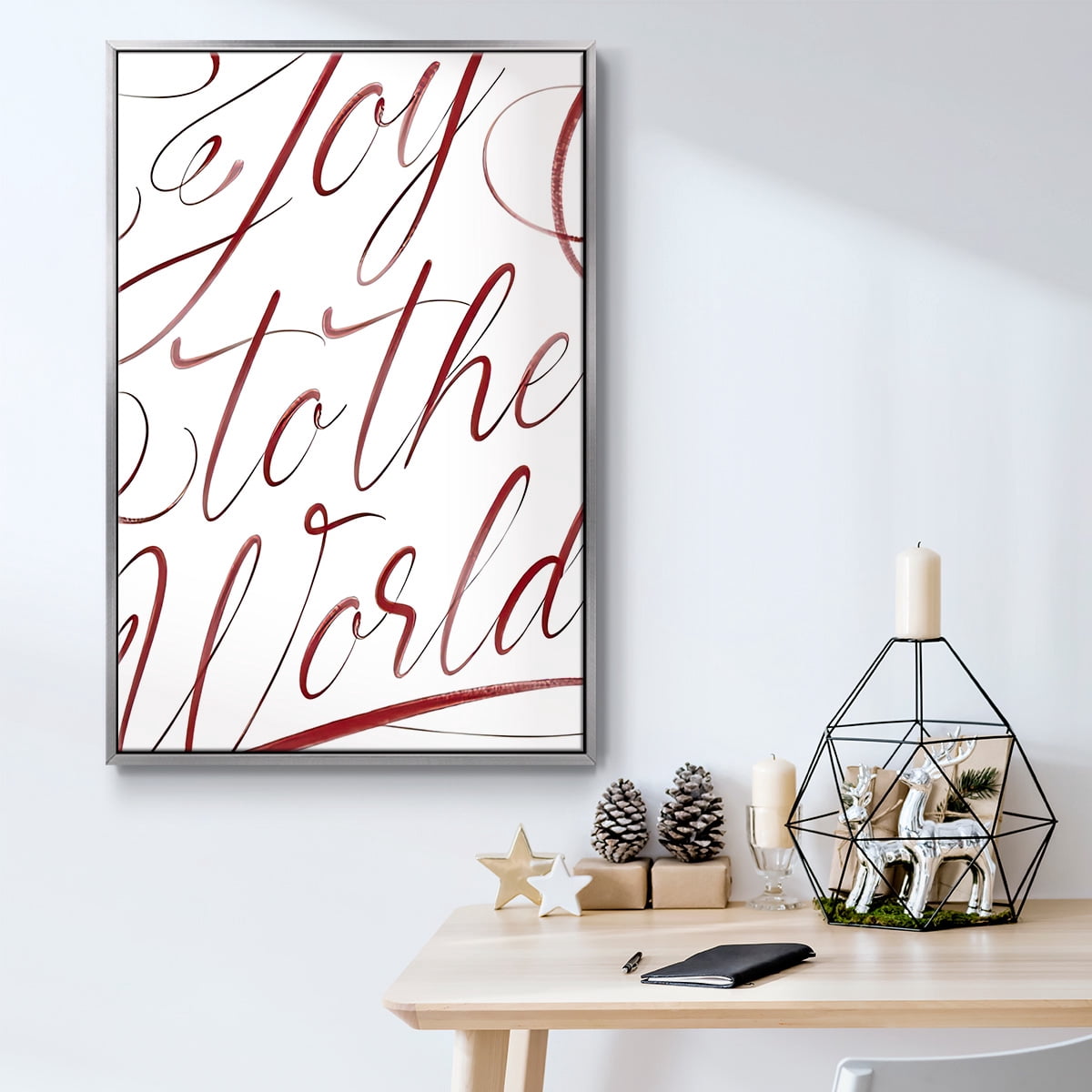 Joy To The World - Framed Gallery Wrapped Holiday Canvas - 17 x 25 - Silver Frame