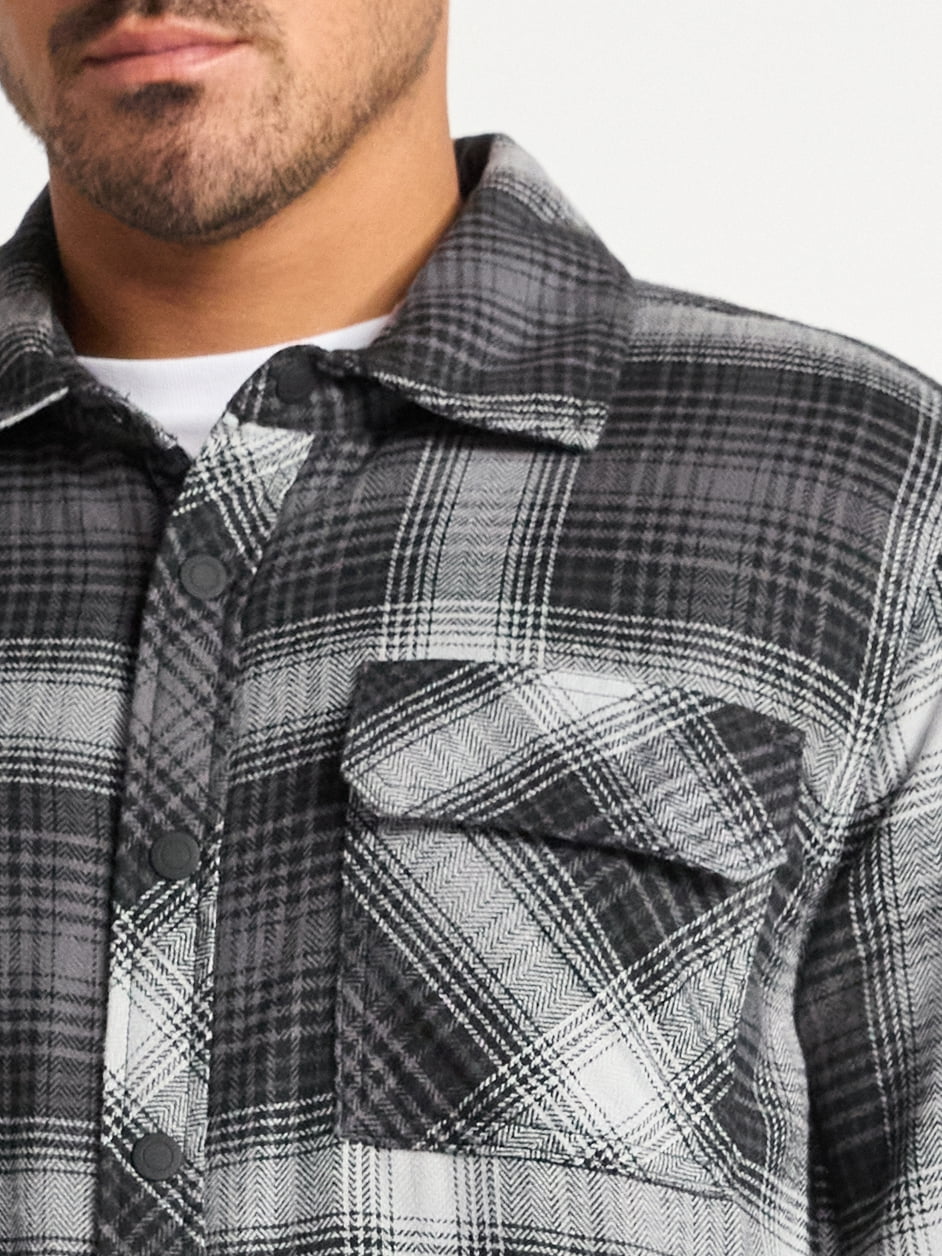 George Men's Shirt Jacket with Long Sleeves, High Pile Fleece Lining, Sizes S-3XL