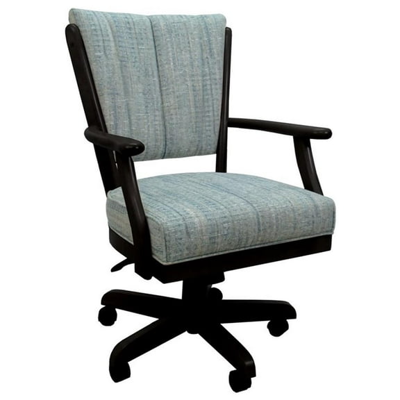 Classic Caster Solid Wood Dining Chair - Watusi Aquatint Teal Fabric - Black