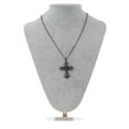 thumbnail image 2 of Silvery Tone Religious Cross Pendant Necklace w/Black Or Clear Crystal Rhinestones, 2 of 5