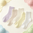 thumbnail image 3 of Kids Girls Cotton Crew Socks 5-Pack Breathable Mesh Knit Multicolor,Size 3 T, 3 of 3