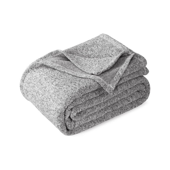 TiaGOC Sweatshirt Blanket King Size for Bed Jersey Knit Lightweight Thin Soft Breathable Summer Blankets for All , 108"X 90" Grey and White