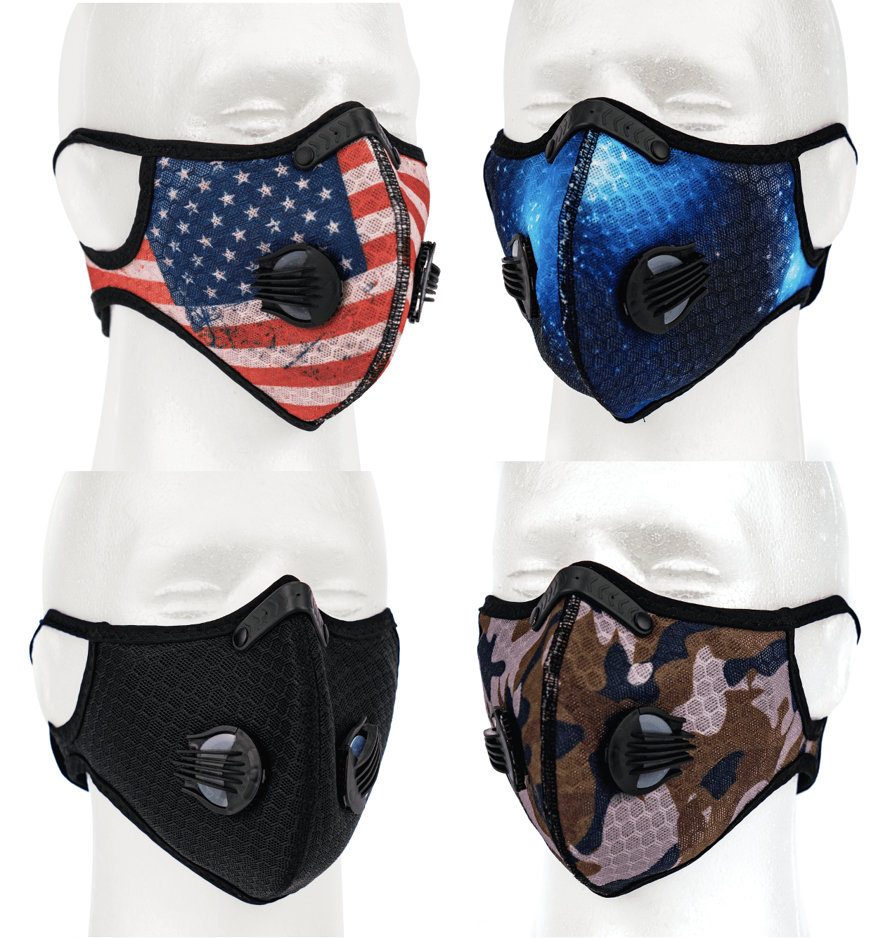 Reusable with Breathing Valve and Eye Shield Face Health Care Built in 5 Layers of Filter Unisex Sport Face Bandanas 