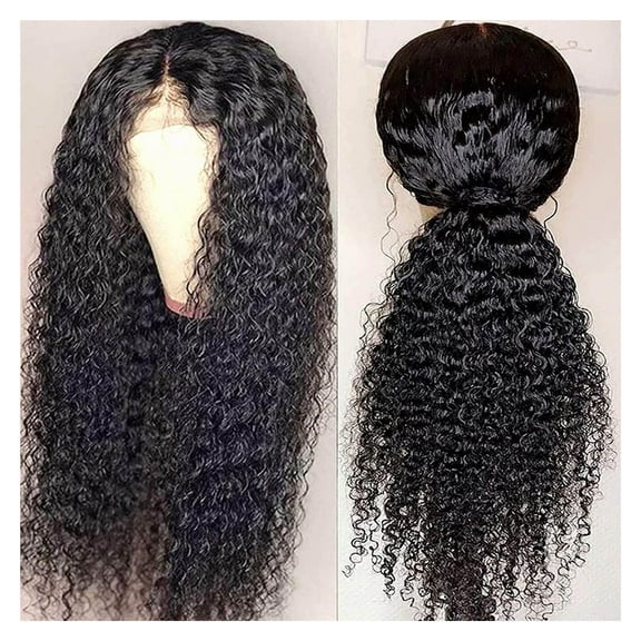 Hair Wigs for Black Women Hair, Black Curly Corn Perm Wig, 26'' Deep Wave Frontal Wigs, Women's Replacement Hair Curly Human Hair Wig, DIY Various Hairstyles Wig