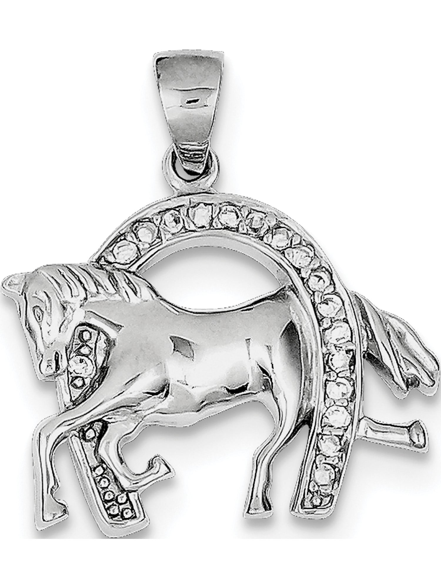 Details about   Polished Rhodium Plated 925 Sterling Silver Polished Horse Charm Pendant 