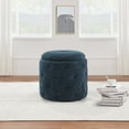 thumbnail image 2 of Erindale Round Storage Ottoman in Indigo Fabric, 2 of 8