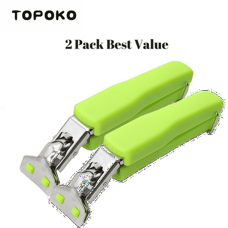 TOPOKO Stainless Steel Retriever Tongs / Gripper Clip for Hot and Cold Plate, Bowl, Dish, Tray. Perfect Accessory for Retrieve from Instant Pot, Microwave, Oven, Pot. Green Color Two Pack