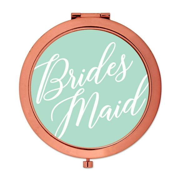 Koyal Wholesale Rose Gold Compact Mirror Bridesmaid Wedding Gift, Mint Green, 1-Pack