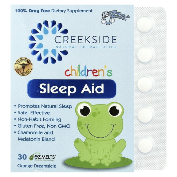 Creekside Natural Therapeutics Children's Sleep Aid, Orange Dream Flavored EZ Melt Tablets, 30 Ct