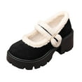 thumbnail image 6 of Rokment Winter Snow Boots for Women with Fleece Lined Vintage Warm Fuzzy Platform Chunky High Heel Mary Jane Shoes Casual Ballet Dress Ankle Booties Black Size 6, 6 of 7