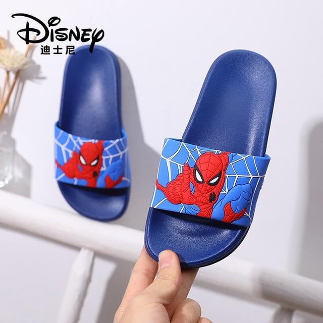 Zapatillas antideslizantes originales Marvel Spider-Man para niños, zapatos de playa para padres e hijos, zapatos para niños, chanclas, zapatillas para niños, 235 longitud interior 23 CM Gao Jinjia LED