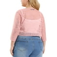 thumbnail image 3 of MODA NOVA Juniors Plus Size Lace Crop Shrug Cardigan Pink 1X, 3 of 6