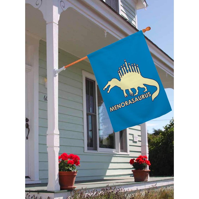Menorah-Saurus Vertical Hanukkah House Flag photo 3