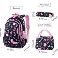 thumbnail image 3 of Sac d'École, Sac à Dos d'École pour Filles, Sac d'École, Sac à Dos, Sac de Jour pour Enfants, 3 Pcs pour l'École et les Loisirs, Noir, 3 of 6