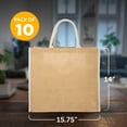 thumbnail image 5 of Fresno Eco Friendly Jute Tote Bags Set of 10, Bulk Pack - Reusable, Great for Tradeshows, Grocery, Shopping and Outdoor Events - Light Beige, 5 of 5