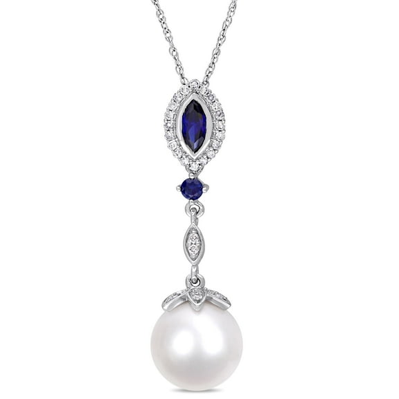 Everly Women's Created Sapphire 10k White Gold Necklace