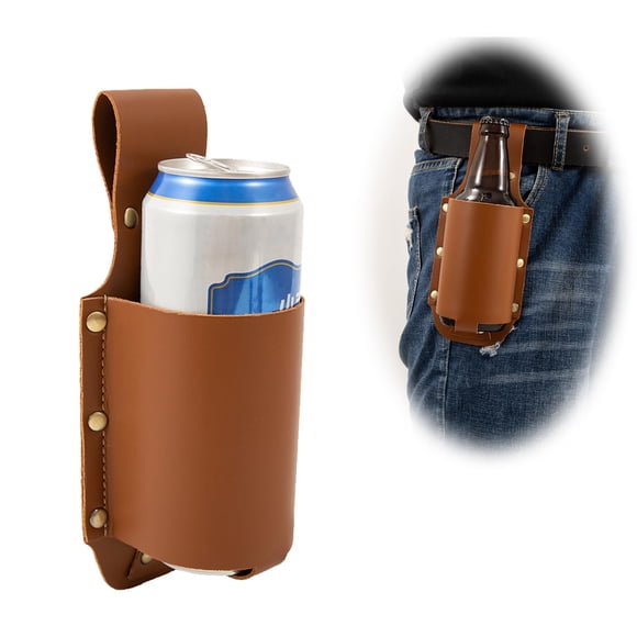 Porta Cerveza en Cinturón de Cuero PU para Hombre, Regalo para Vaquero